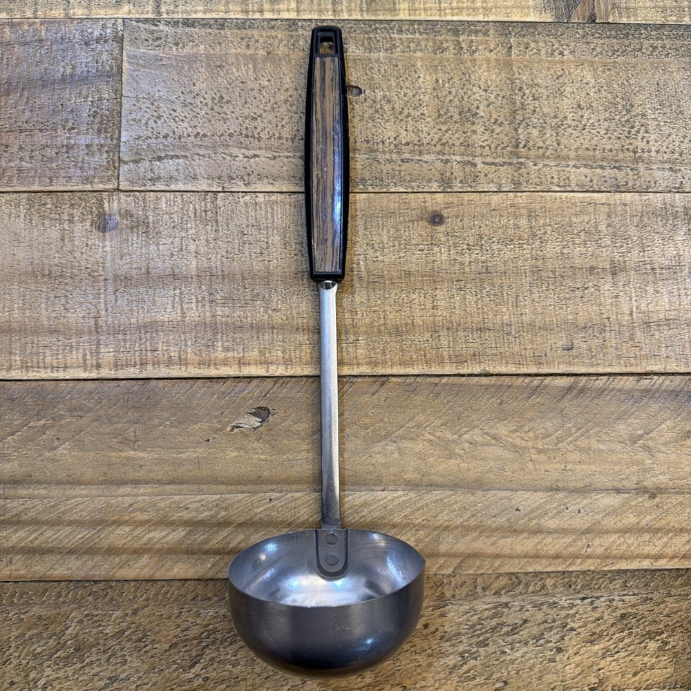 Vintage ECKO Stainless Steel Ladle MCM Kitchen Utensil Faux Wood Handle 11.5"